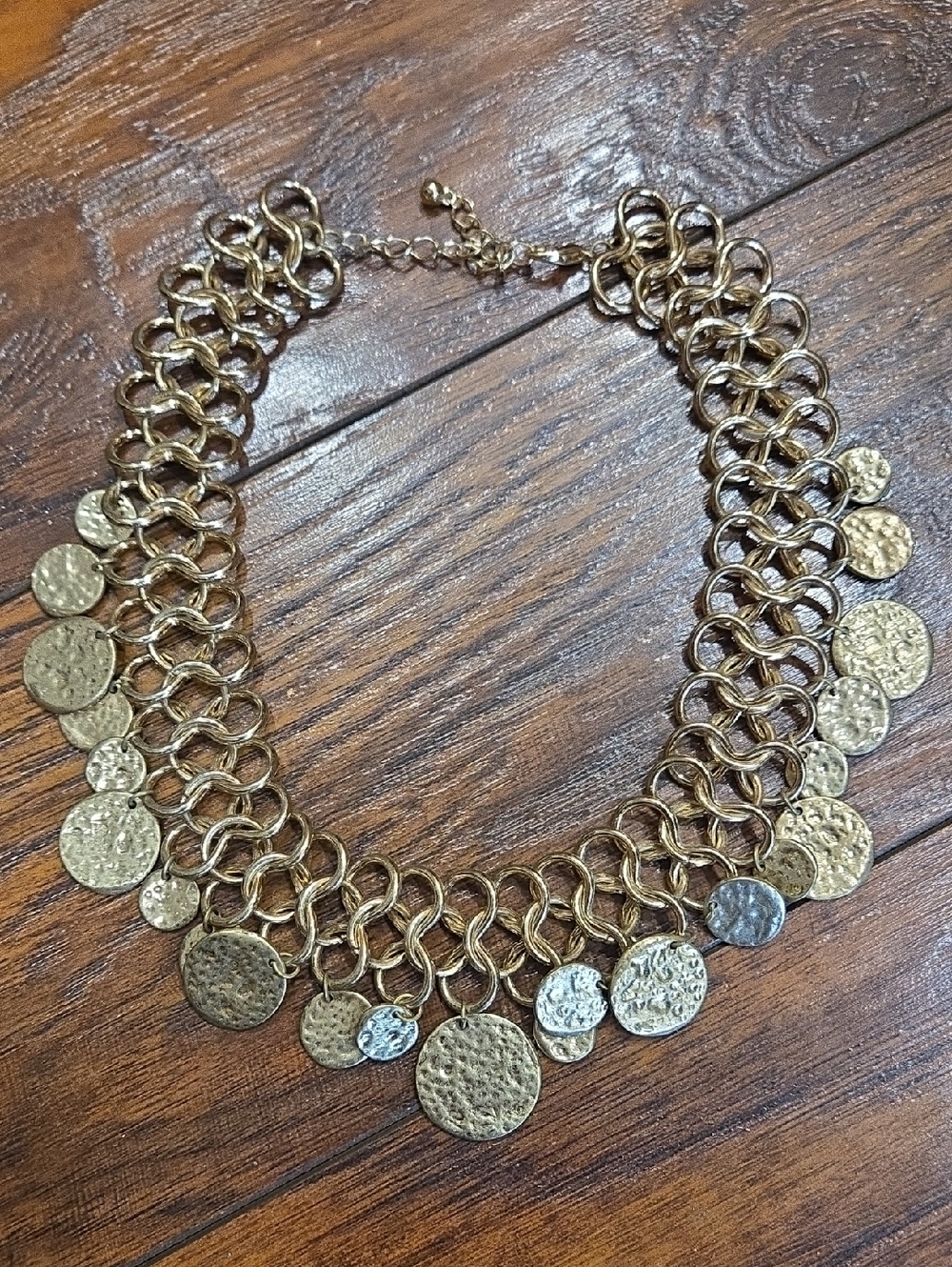Gold Coin Link Statement Necklace - Women Jewelry